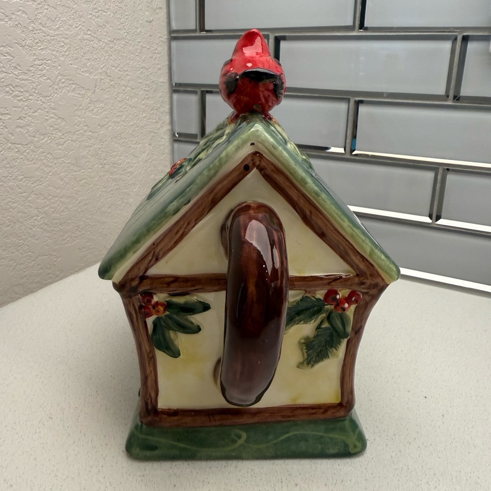 Susan Winget Winter Wonder Red Cardinal Birdhouse Teapot Ceramic - Picture 4 of 15